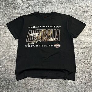 Vintage Harley Davidson T Shirt Mens Medium Black Australia Biker 90s 2000s